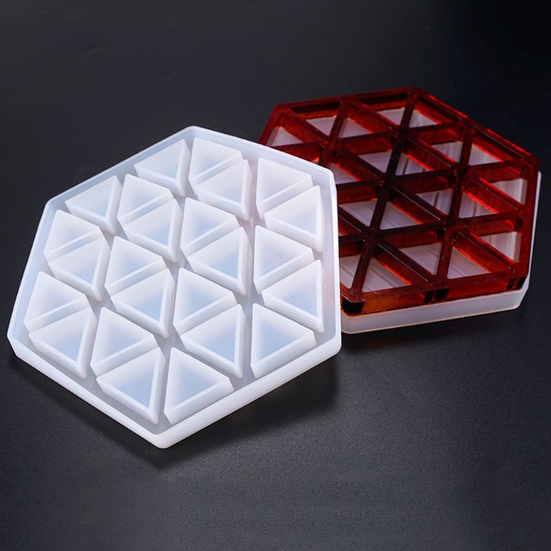 Moonlight&quot; Resin Epoxy Geometry Silicone Mold DIY Insulation Hollow Striped Triangle Modeling Hexagon Coaster