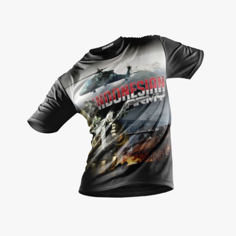 Kaos Pria Dryfit Jersey Premium Indonesia army Hitam