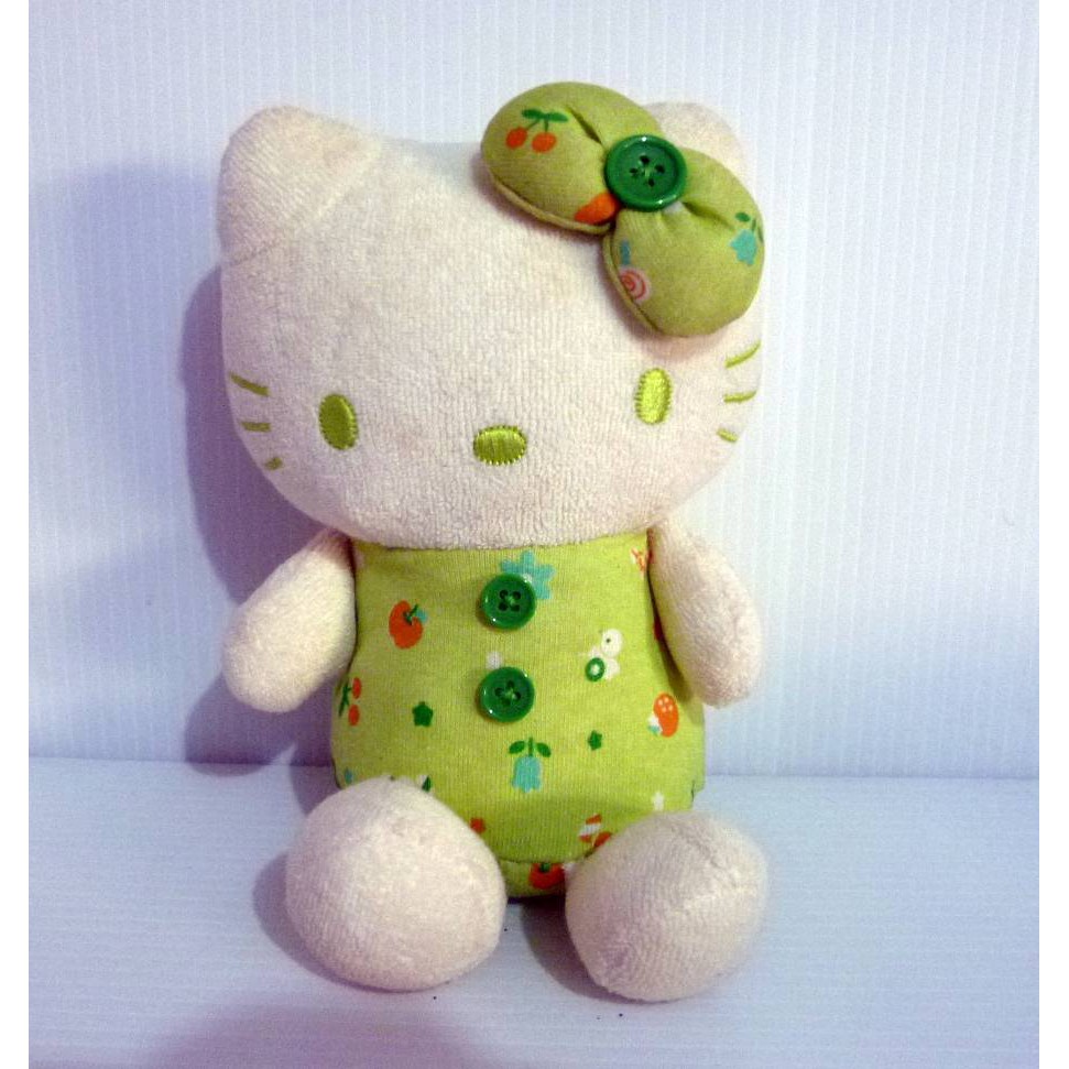 Boneka Hello Kitty Green Button Original Sanrio Eikoh Japan