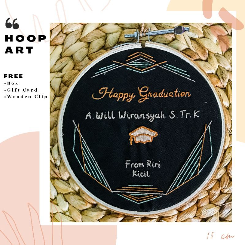 [15 cm] Kado Hadiah Custom Embroidery Wisuda Pernikahan Ulang Tahun Anniversary Pacar Unik