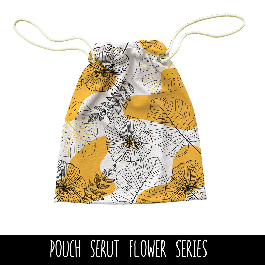 Full Print Pouch Serut Flower Pattern Bisa Request Tulisan