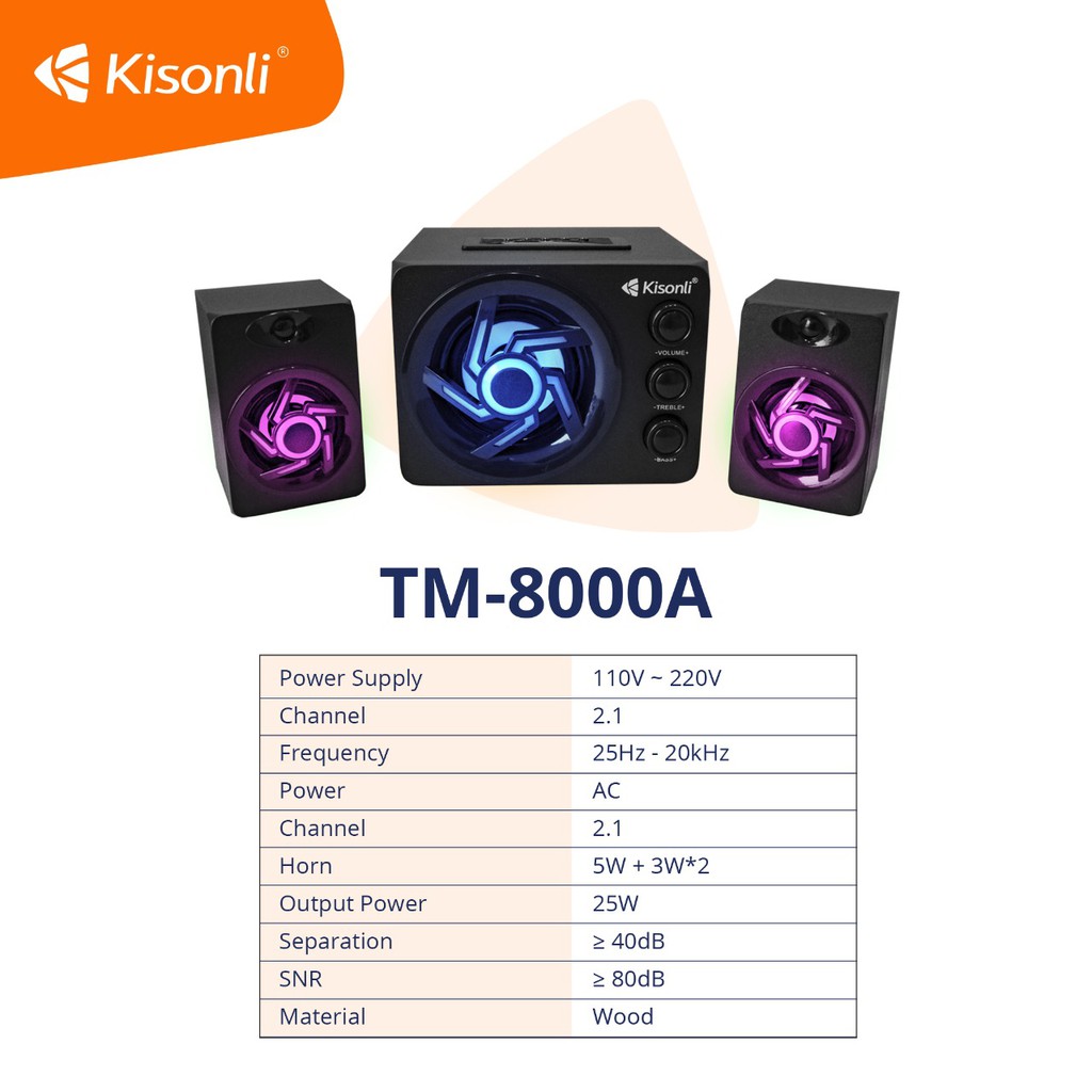 SPEAKER KISONLI TM8000A USB Kisonli TM-8000A - Subwoofer - Wireless Bluetooth - BTSpeaker