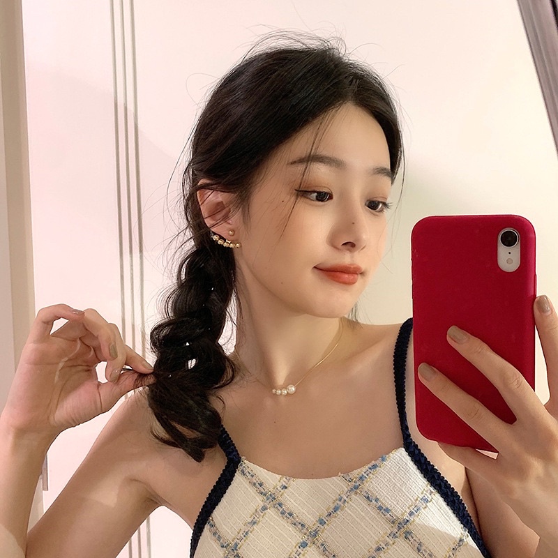 Kalung Mutiara Titanium Premium Import Fashion Aksesoris Wanita