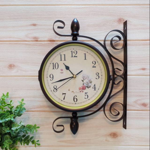 Jam klasik vintage 2 sisi model pentol coklat