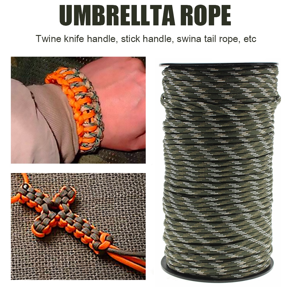 100m 9 Core Outdoor Camping Parachute Rope/4mm Camping Hiking Umbrella Tent Lanyard /Bracelet Weaving Cord/ Traction Rescue Climbing Rope