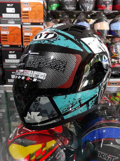 Helm KYT R10 Motif #3 Aqua Blue / Black-1