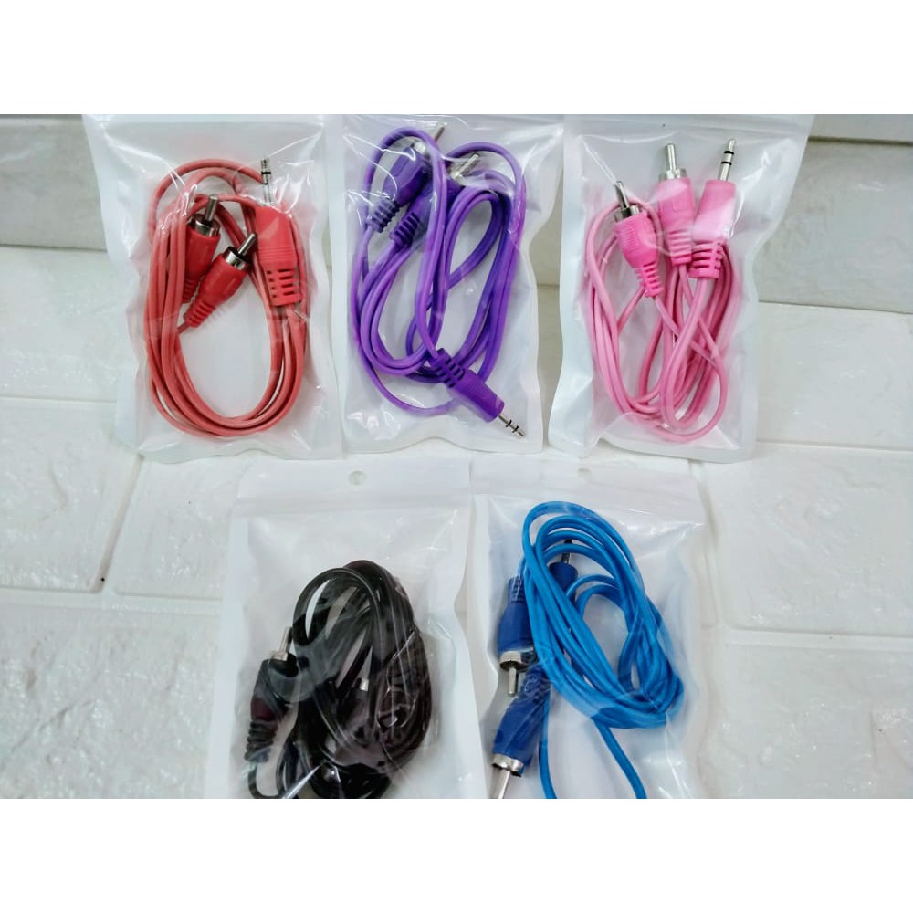 Kabel RCA Audio AUX Panjang 100m 1meter 2in1 Kabel Pemutar Musik Hp Ke- Speaker