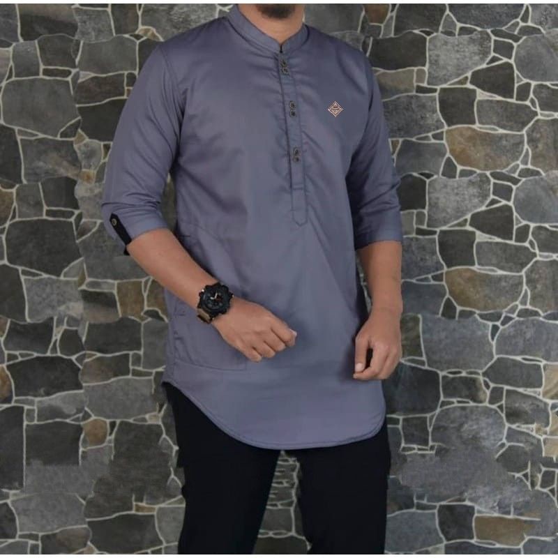 Baju Koko KURTA Pakistan TOYOBO WARNA HITAM Tangan 3/4 Super Premium Terbaru Qurta Pria Dewasa Jahitan Rapi Tampil