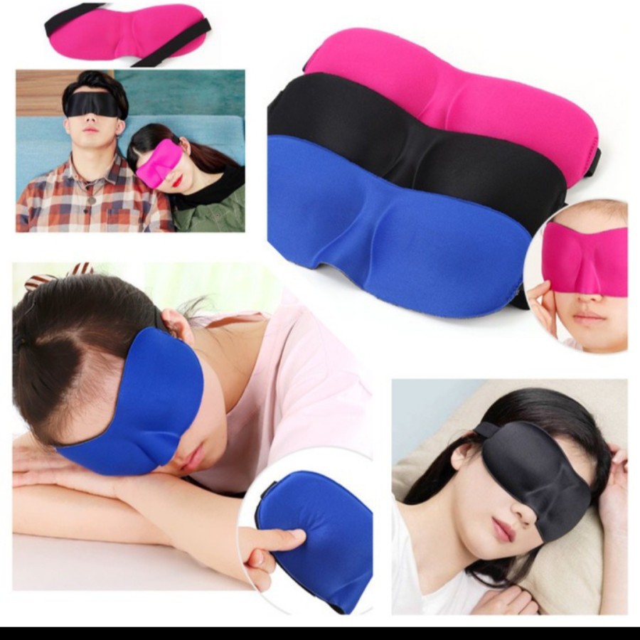 Penutup mata silikon eye mask sleeping gel aksesoris tidur travel home - Biru