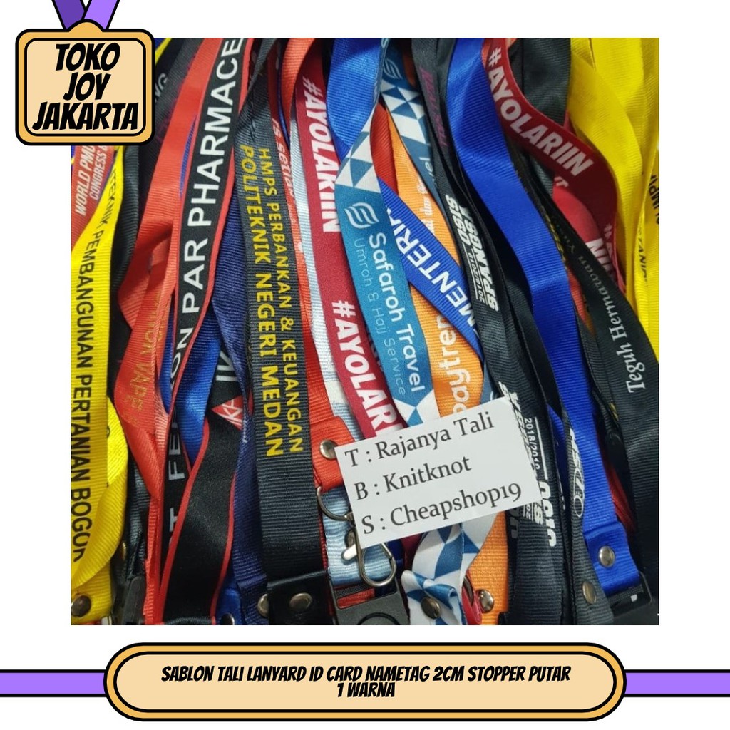 

sablon tali lanyard id card nametag 2cm stopper putar 1 warna