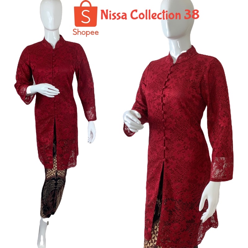 Kebaya Tunik/ Tunik Brukat/ Kebaya Couple/ Kebaya Ibu Besan/ Kebaya Modern/ Kebaya Favorite/ Kebaya Stelan-Maroon