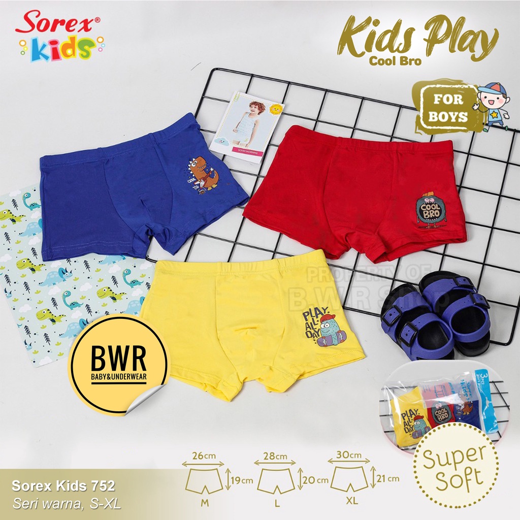 CD Boxer Sorex TM 752 Boys / Celana Dalam Anak Laki Laki Sorex Kids Super Soft | Bwr