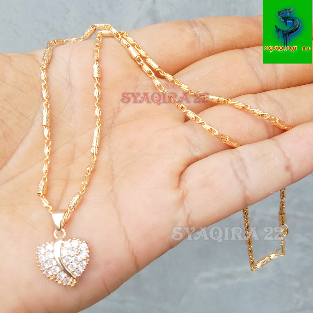 Kalung cantik asli anti luntur BMB LOVE anti karat ori kalung pengganti emas 24k dewasa model terbar