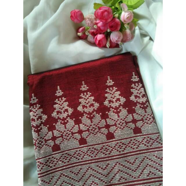 Kain Songket Tenun Silungkang Warna Marron Gold, Model Terbaru