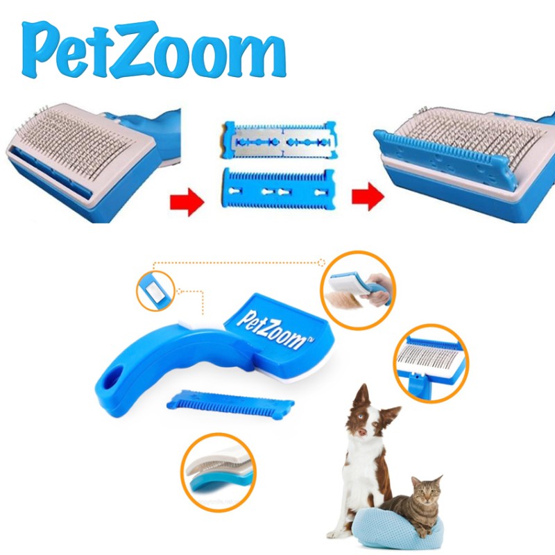 Sikat Sisir Hewan Pet Zoom Self Cleaning Grooming Brush PetZoom Anjing