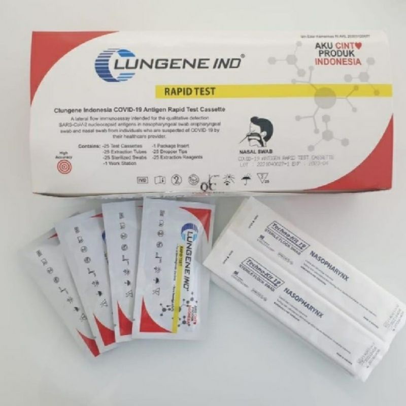 Clungene Rapid Test Antigen isi 25 set Merah Putih AKD
