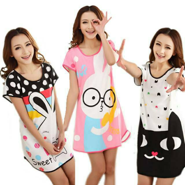 BOSJKT184 Baju Tidur Karakter Daster Motif Lucu