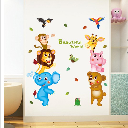 RELIZA WALL STICKER ANIMAL HEWAN ANAK KIDS ZOO LION STIKER DINDING XL8207