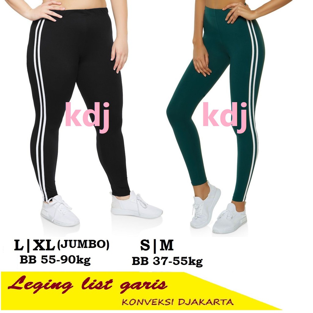 Legging Garis Korea Style Celana Leging KPOP Wanita Kekinian Lejing All size dan Jumbo Olahraga