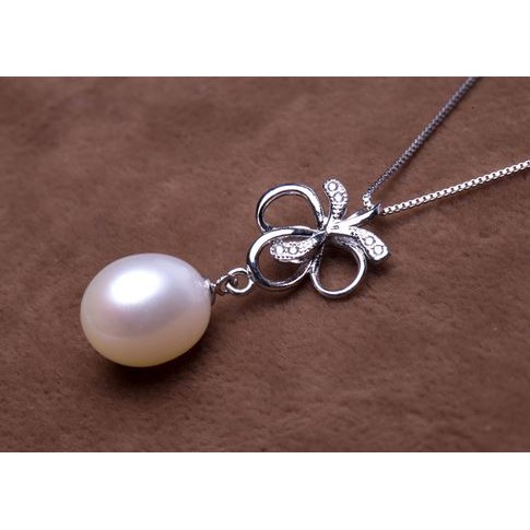 Kalung Perak / Sterling Silver S925 Korea Wanita Mutiara Air Tawar ASLI - N017