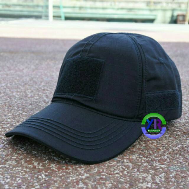 TOPI VELCRO POLOS HITAM