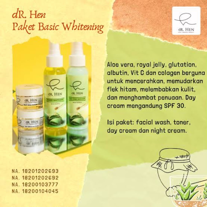 Paket basic whitening dR. HEN skincare