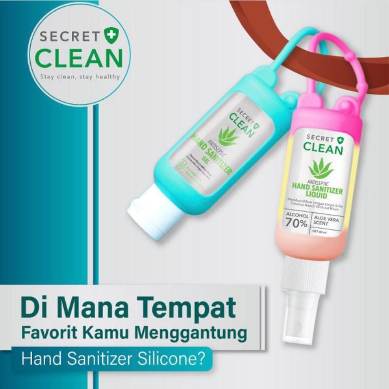 Secret Clean Hand Sanitizer 60 ml Spray Liquid Banded Sillicone