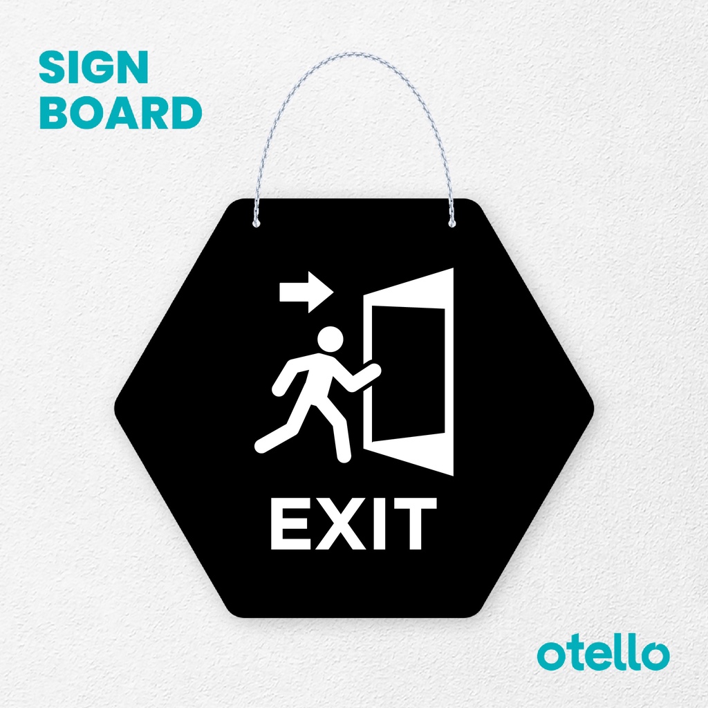 Otello Sign Exit Signage Board Acrylic Papan Gantung Label Akrilik Rantai Petunjuk Toko Modern Minimalist Kafe Restoran Kantor Gedung Cafe