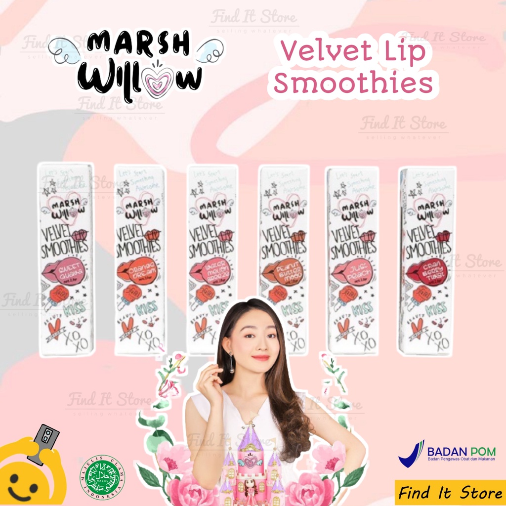 Marshwillow Velvet Smoothies Lip Cream | Lip Moist Velvet | Lip Smoothies | BPOM