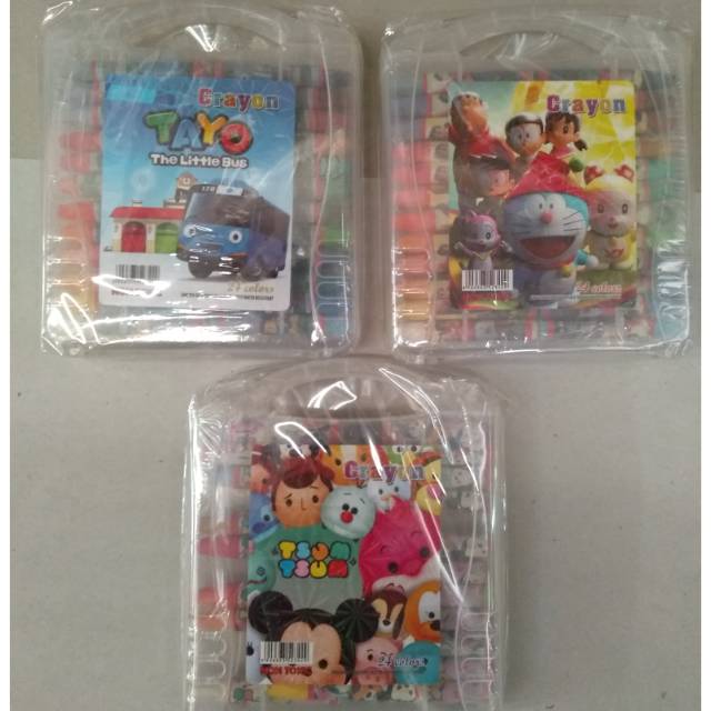 

Crayon karakter tayo tsum tsum dan Dora emon isi 24 warna non toxic