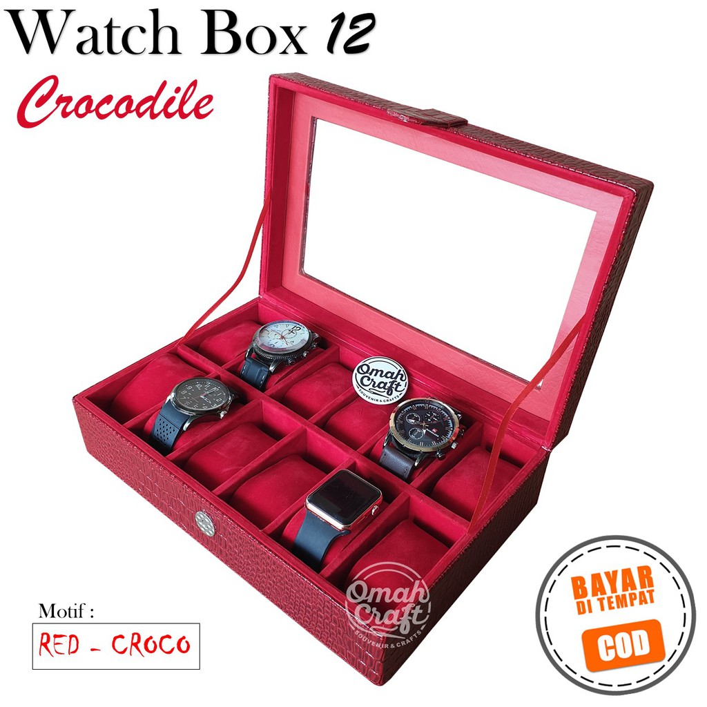 Watches Box Original isi 12 atau Kotak Jam Tangan Motif / Box Tempat Jam Termurah