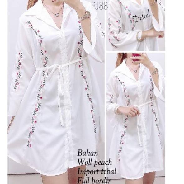 ☑ Krb857 Tunik Putih Bordir Import ♙
