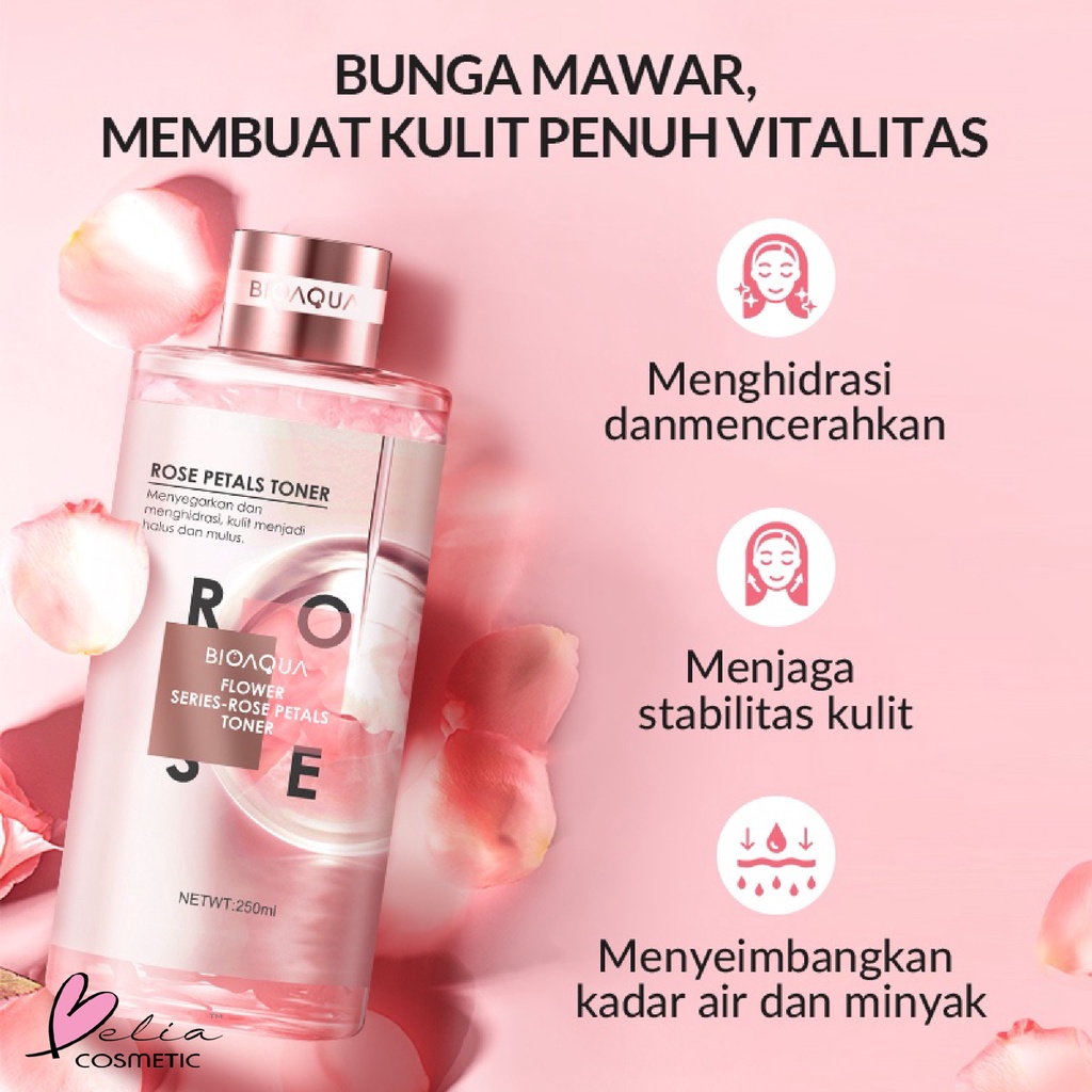 ❤ BELIA ❤ BIOAQUA Flower Series Rose Petals Toner 250ml | Rose Petal Mask 120g | Eye Mask 140g/80pcs | Masker Mata |Skincare mengandung essens kelopak mawar | BPOM