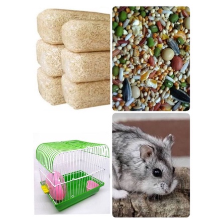 Paket Kandang Hamster FULLSET Kandang Hamster Makanan Hamster Serbuk Kayu