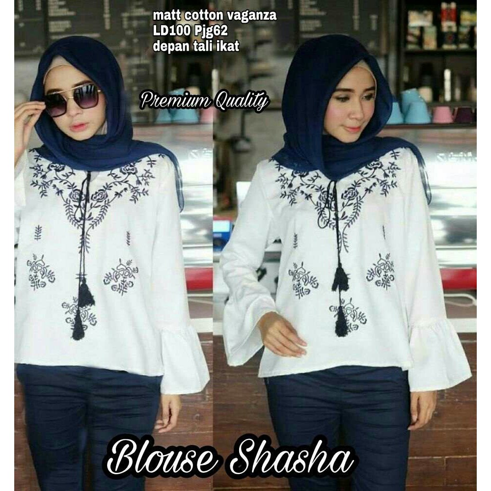 LK blouse Shasha putih motif bunga