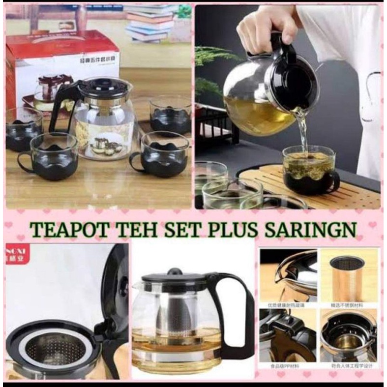 [FREE KARDUS + BUSA]  Tea pot / tea pot set /teapot set / teapot warna / teapot hitam / teapot sarin