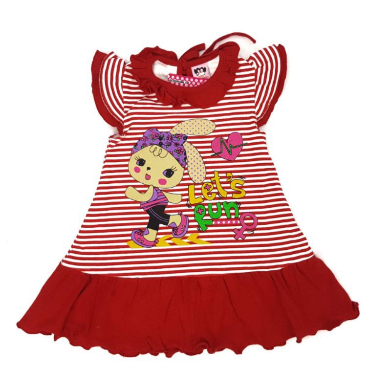 DRESS FASHION ANAK PEREMPUAN MOTIF RABBIT 1-2 TAHUN