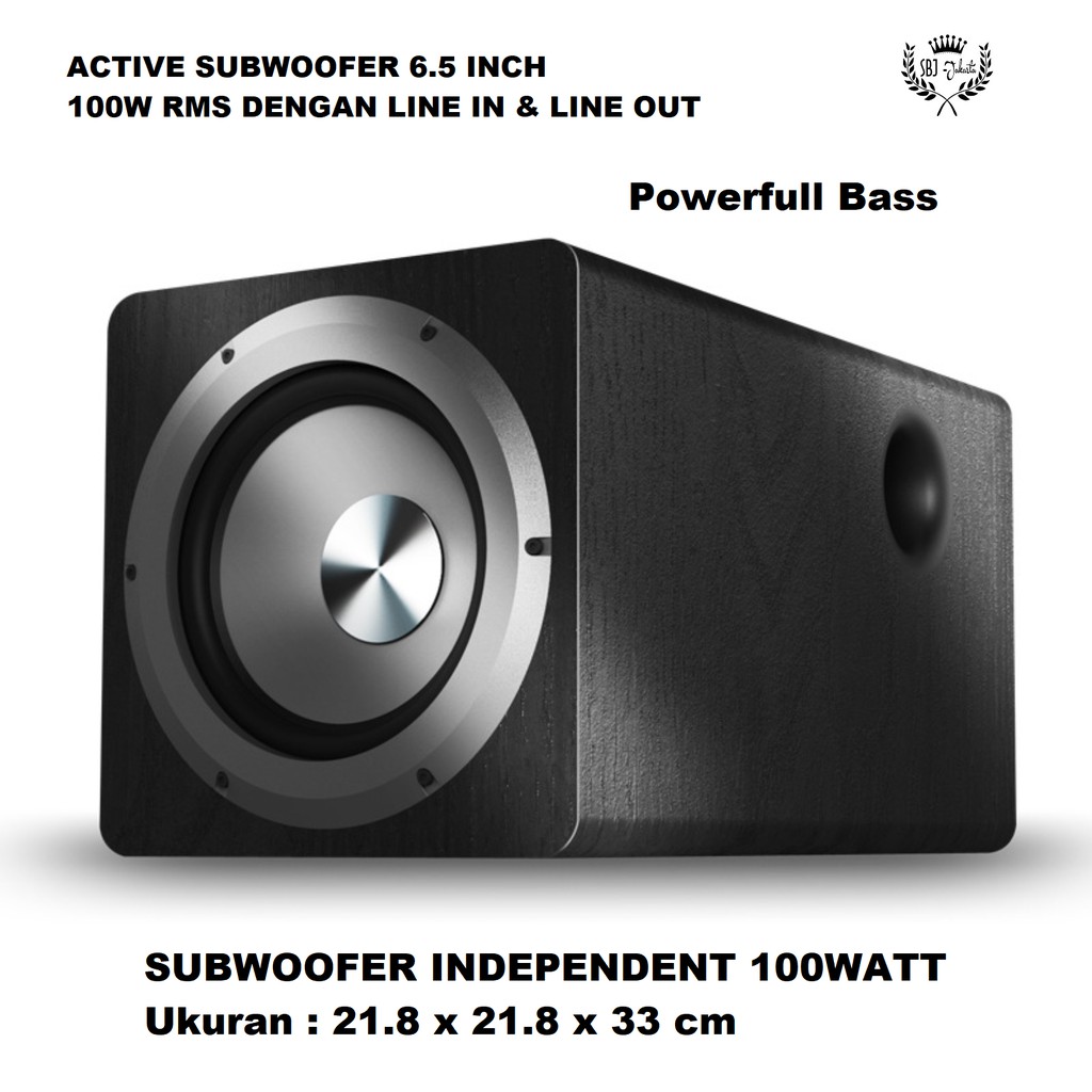 SBJ iBASS Active Subwoofer 6.5 Inch 100W RMS utk Edifier R1700BTS HECATE G2000 Sub Out Line Out dll