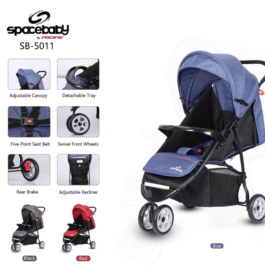 Kereta Bayi Spacebaby SB5011 New Born-3 Tahun Duduk Rebah Tidur Roda Tiga