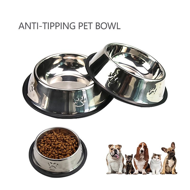 Tempat Makan Hewan Dog Rabbit Cat Bahan Stainless Tebal Pet Bowl / Mangkok Anjing Kucing Hewan Easy Clean