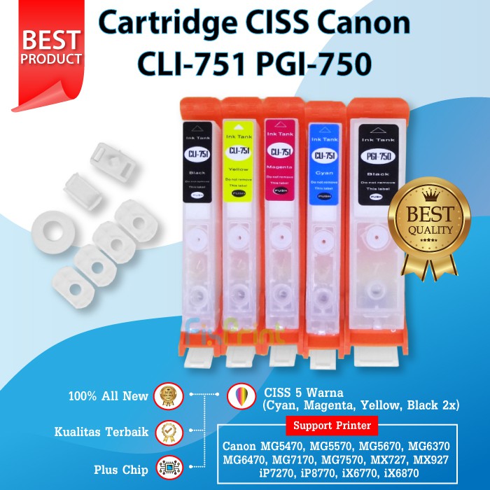 Refillable MCISS Canon PGI750 CLI751   Canon Pixma iX6770 iX6870 MX727 iP7270