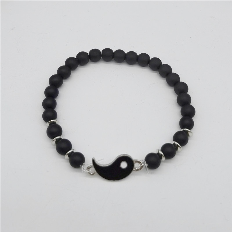 AZ245 1pcs Gelang Tali Desain Yin Yang Tai Chi Trigram Untuk Pasangan/Manik-Manik Obsidian