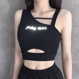 [Goth] Atasan Wanita Asimetris Baby Girl Women Baby Girl Asymetric Crop Top 8642 (S/M/L)