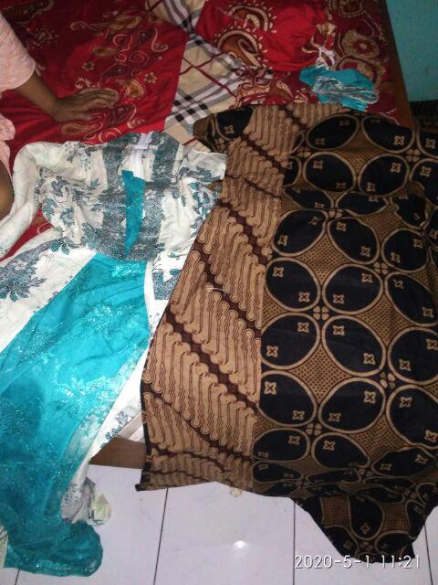 Gamis Dwi Cappuccino Kawung Batik Cantik Sogan Seragam Pesta Modis Syari Modern Lucu Keren Terbaru