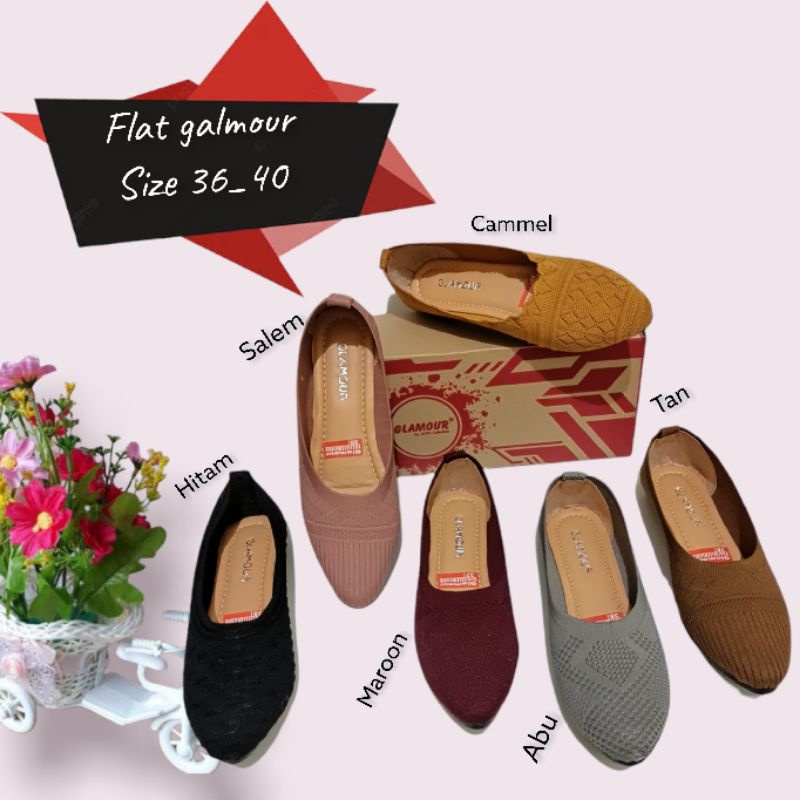 sepatu flat glamour rajut import