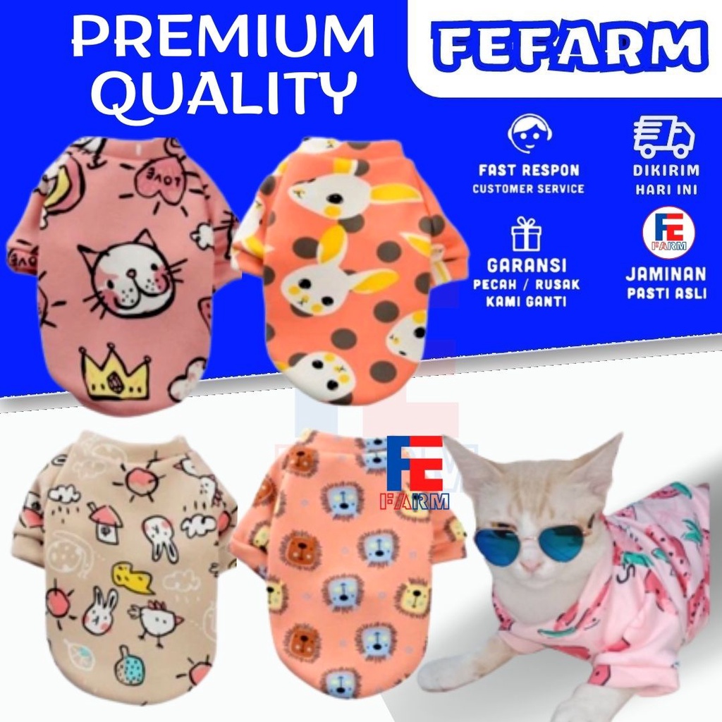 Baju Kucing dan Baju Anjing Premium Berkualitas | Baju Kucing Murah dan Baju Anjing Murah Tee Cartoon | Pet Clothes Dog Plus Fleece Sweat FEFARM