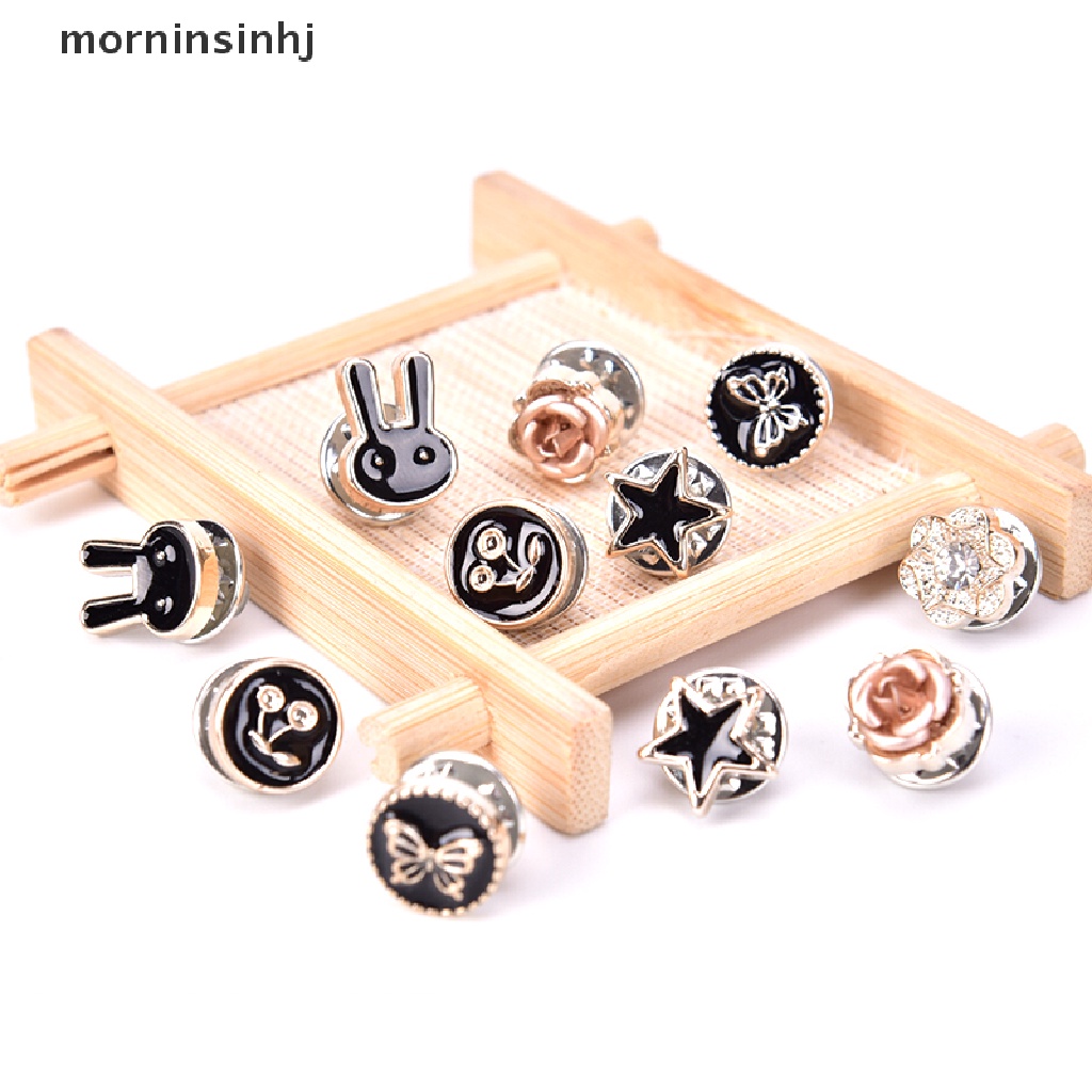 Mornin 10pcs / Set Bros Pin Bunga Mini Hias Mutiara Kristal Aksesoris Kerah Kemeja Wanita