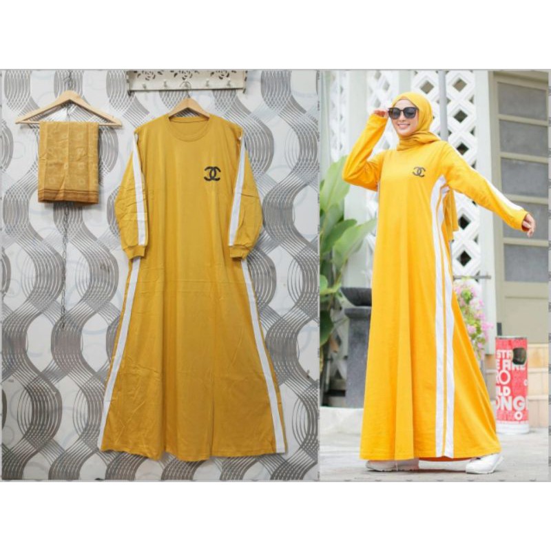Gamis casual..gamis Chanel original kaos combad 30s