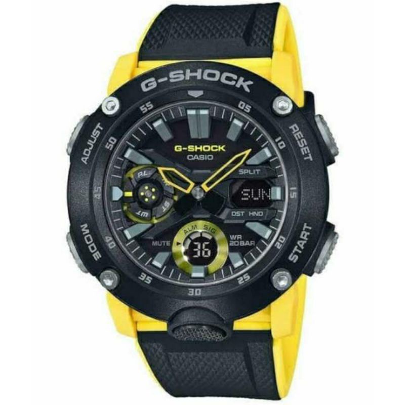 Jam Tangan G-Shock GA 2000 Black Yellow Pria Original