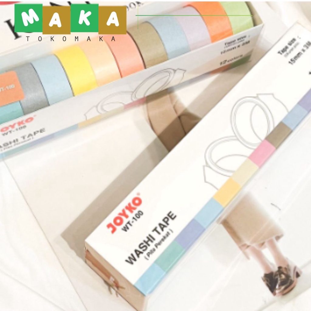 

solatip joyko washi tape isi 12 lakban kertas mini warna pastel alat tulis kantor fancy atk termurah